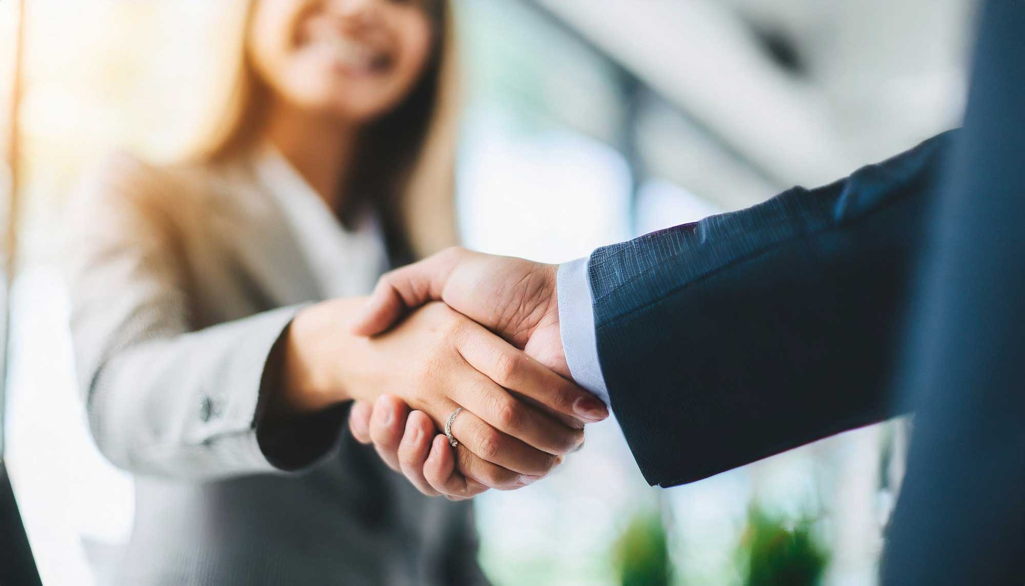 hand shake business setting