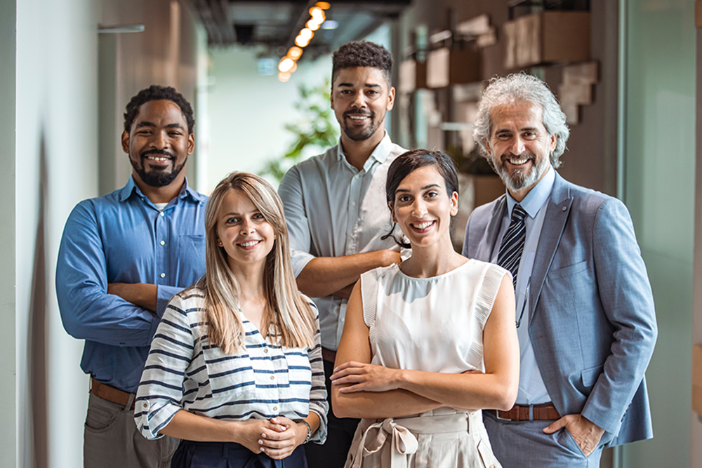 Happy multicultural staff